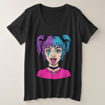 Camiseta de estilo caricatura de niña linda pastel