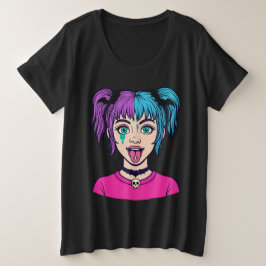 Camiseta de estilo caricatura de niña linda pastel