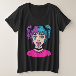Camiseta de estilo caricatura de niña linda pastel