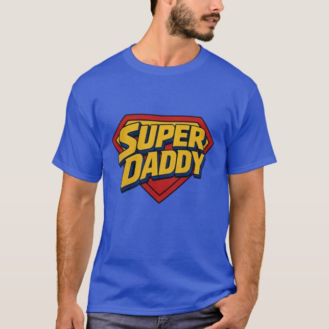 Camiseta de estilo cómic con escudo de Super Papá (Anverso)