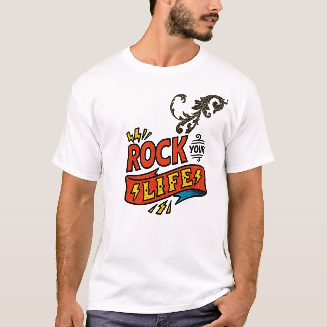 Camiseta de estilo de cómic vintage Rock Surfer (Anverso)