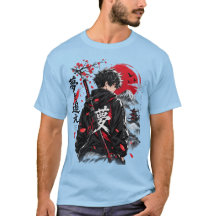 Camiseta de estilo japonés del guerrero samurái de