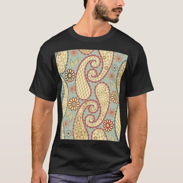 Camiseta De estilo rústico, paisley vintage. (Anverso)