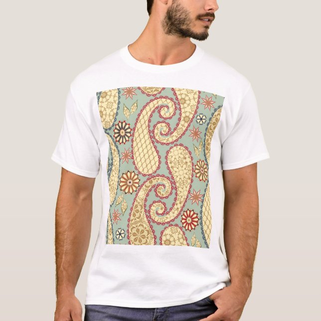 Camiseta De estilo rústico, paisley vintage. (Anverso)