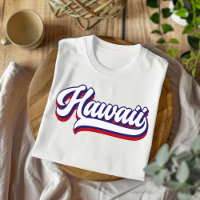Camiseta de estilo T-Script rojo y azul de Hawaii