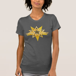 Camiseta de estrella de oro de alas angélicas