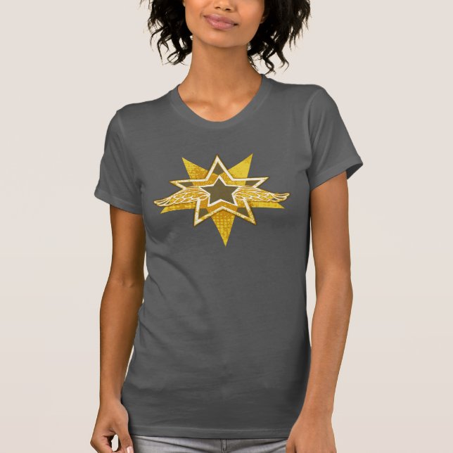 Camiseta de estrella de oro de alas angélicas (Anverso)