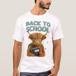 Camiseta de estudiante de Highland Cow de vuelta a