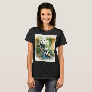 Camiseta de Familia de Panda Adorable en Bosque de