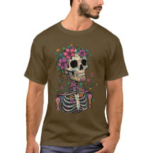 Camiseta de Fantasía Oscura Arte Gótico Esqueleto 