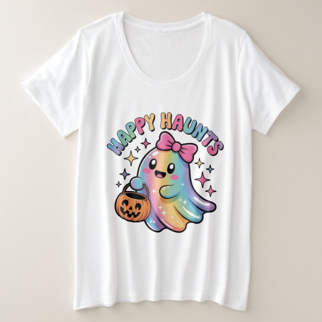 Camiseta de Fantasma Arcoíris Pastel – Kawaii Hall (Anverso del diseño)