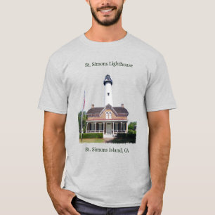 Camiseta de faro de St. Simons con letras negras