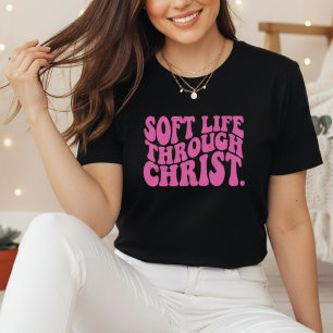 Camiseta de fe cristiana Vida Suave a Través de Cr