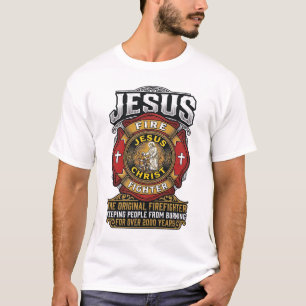 Camiseta de fe cristiana vintage bombero Jesús