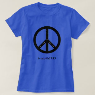 Camiseta de fe, esperanza y amor (azul con negro)