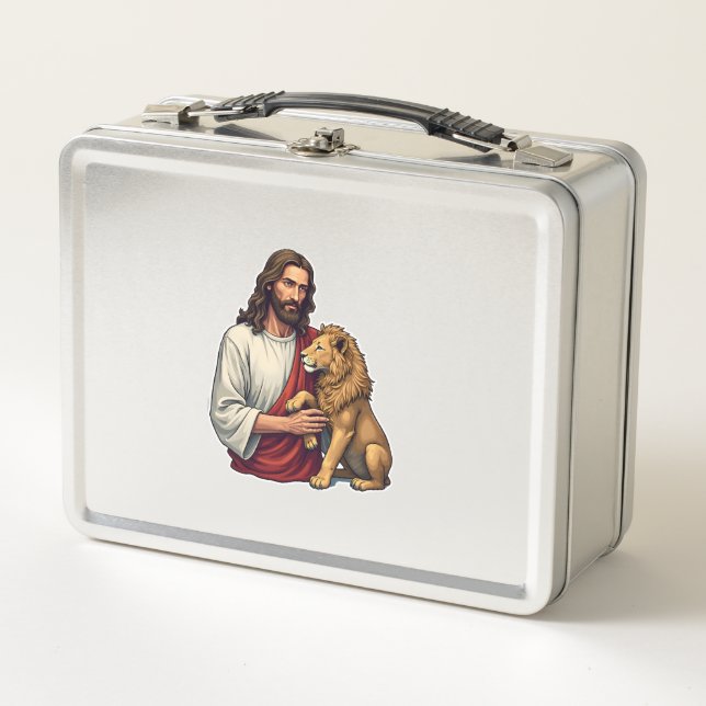 Camiseta De Fe Grabada León Y Cordero Jesús 2 (Anverso)