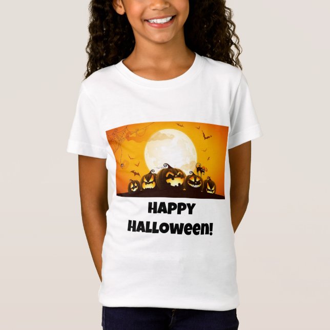 Camiseta de Feliz Halloween para niña (Anverso)