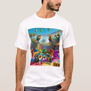 Camiseta de Fiesta de loros musicales para hombres