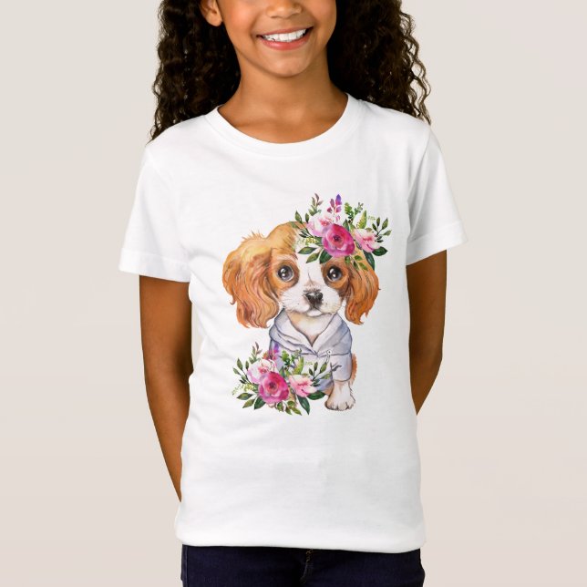 Camiseta de finas camisetas del rey Charles Puppy  (Anverso)