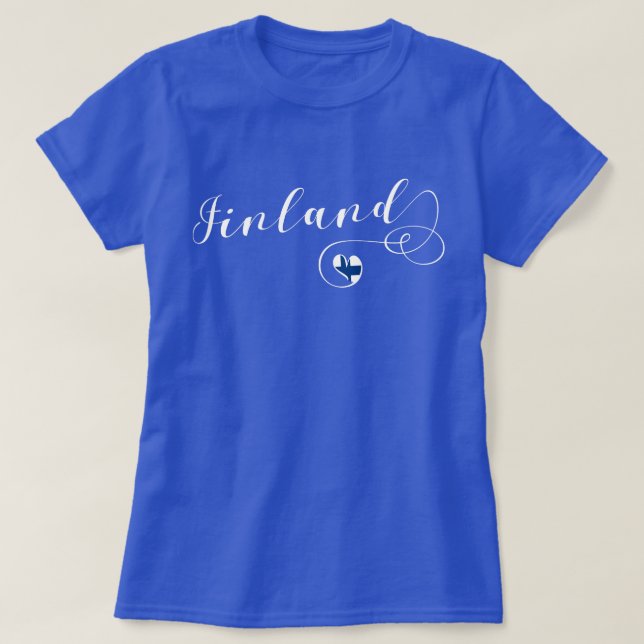 Camiseta de Finlandia del corazón, finlandesa, (Diseño del anverso)