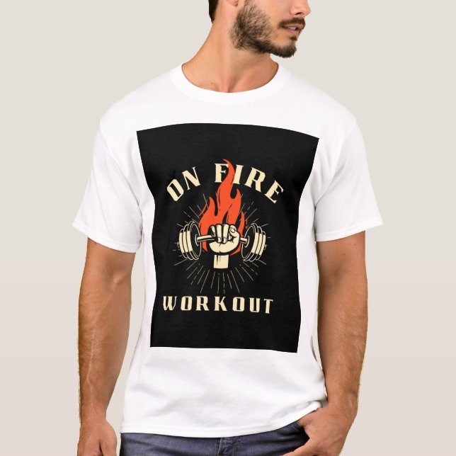 Camiseta de fitness negro y rojo grunge - estilo d (Anverso)