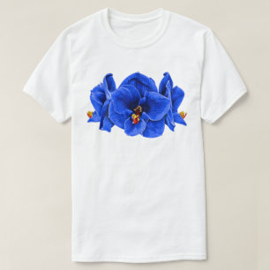 Camiseta de Flor Azul Cobalto