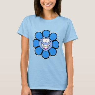 Camiseta de Flor Azul Feliz