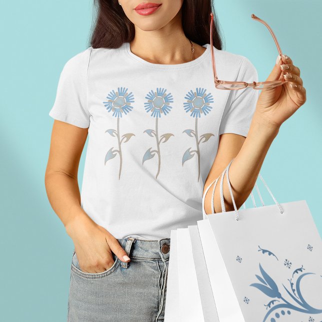 Camiseta de flor azul y pekinés (Subido por el creador)