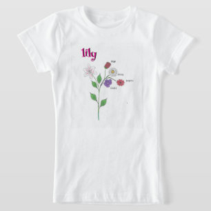 Camiseta De Flor Para Niña Nombre Lily
