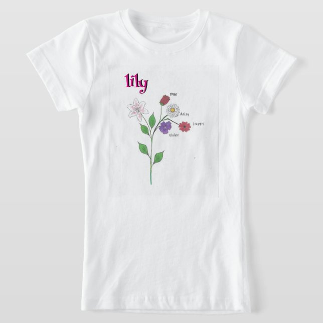 Camiseta De Flor Para Niña Nombre Lily (Distribución)