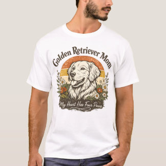 Camiseta de flor silvestre de mamá de Golden Retri