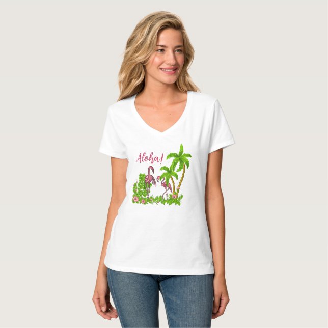 Camiseta de flor y flor tropical (Anverso completo)