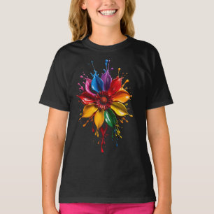 Camiseta de flores Color Splash   Arte floral vibr