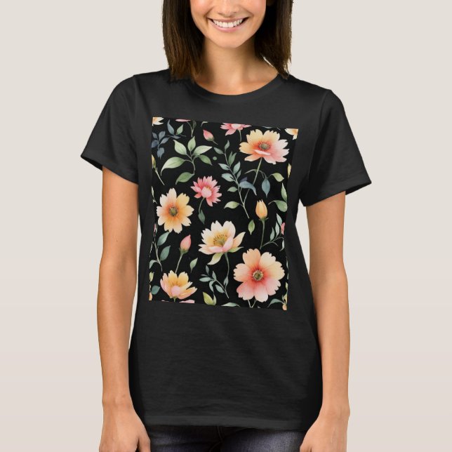 Camiseta de flores de acuarela (Anverso)