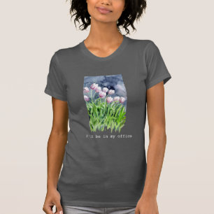Camiseta de flores de acuarela Estaré en mi oficin