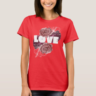 Camiseta de flores de amor para mujeres de color r