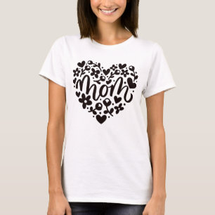 Camiseta de flores de corazón de mamá