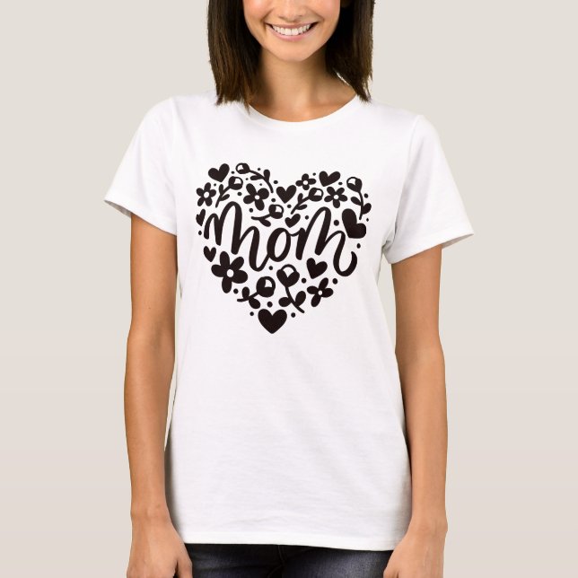 Camiseta de flores de corazón de mamá (Anverso)