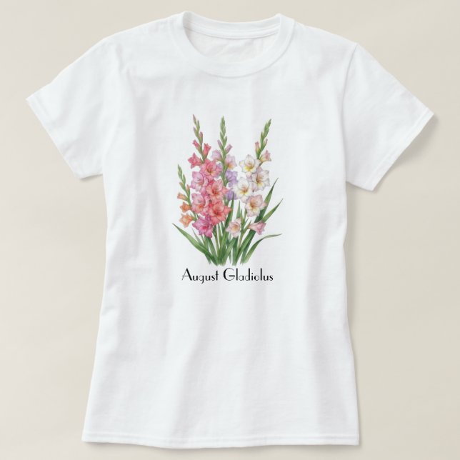 Camiseta de flores de gladiolo de agosto (Diseño del anverso)