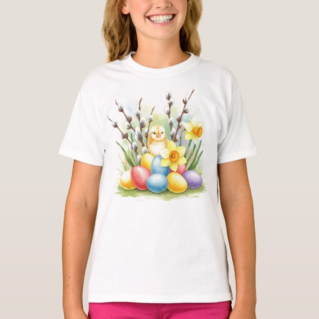 Camiseta de flores de huevos de pollo de Pascua (Anverso)
