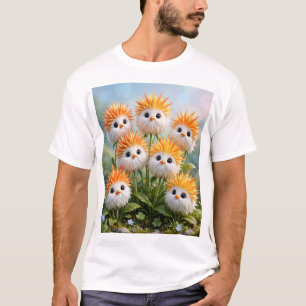 Camiseta de flores de jardín de pollito de fantasí