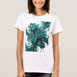 Camiseta de flores de joyería azul de plata limpia