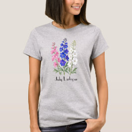 Camiseta de flores de Larkspur de julio