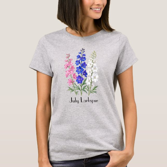 Camiseta de flores de Larkspur de julio (Anverso)