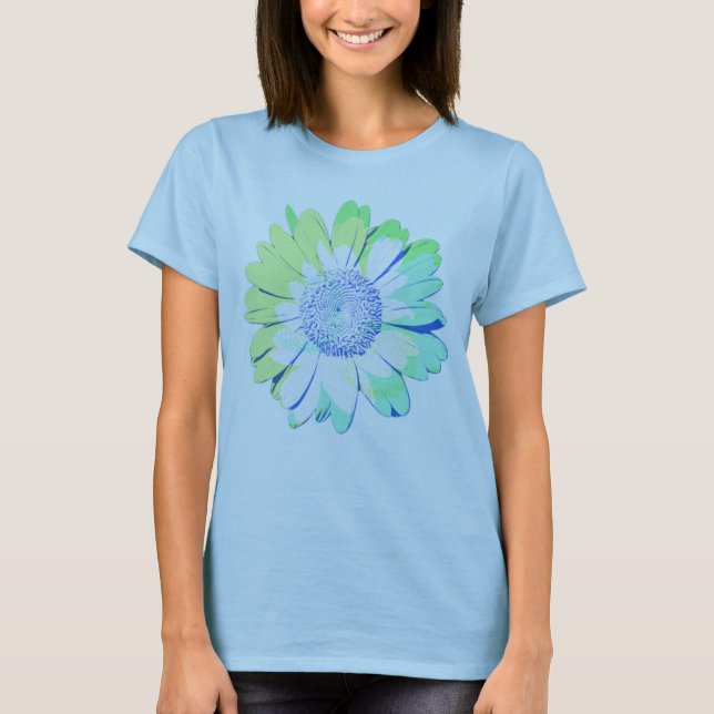 Camiseta de flores de margarita azul de estilo vin (Anverso)