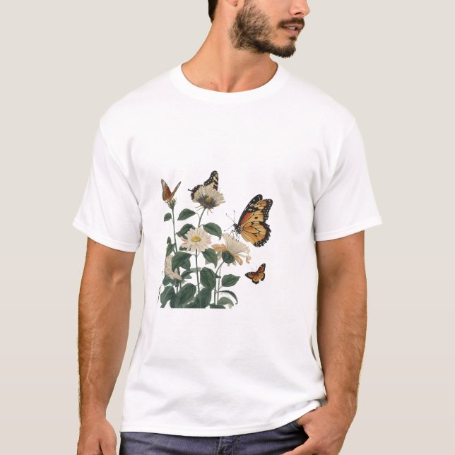 Camiseta 🌷 de flores de mariposa (Anverso)