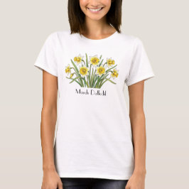 Camiseta de flores de narciso de marzo