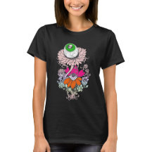Camiseta de flores de ojos de alienígena gótico pa