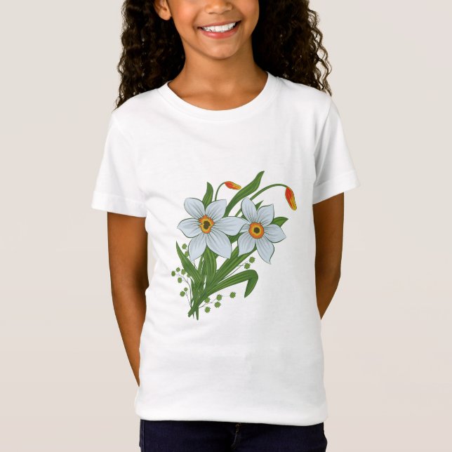 Camiseta de flores de tulipanes y narcisos (Anverso)