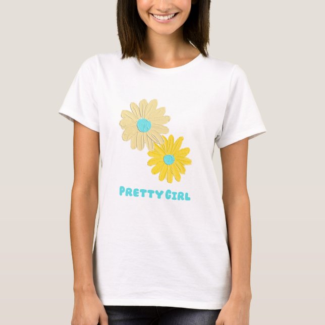 Camiseta de flores para chica bonita  (Anverso)
